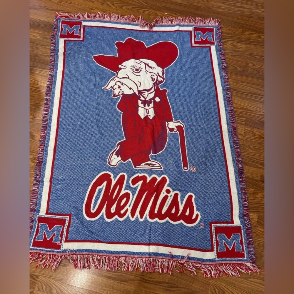 Vintage Ole Miss Colonel Reb throw blanket